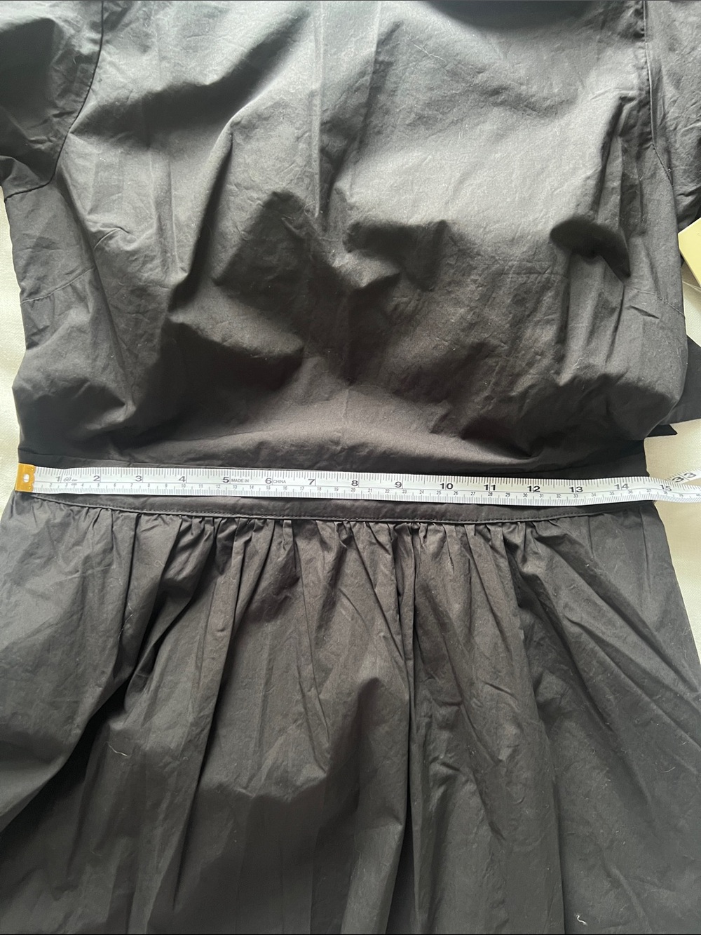 Trovata Cotton Birds of Paradis Black Puff Sleeve Bow Back Midi Dress M NWT - Picture 11 of 13